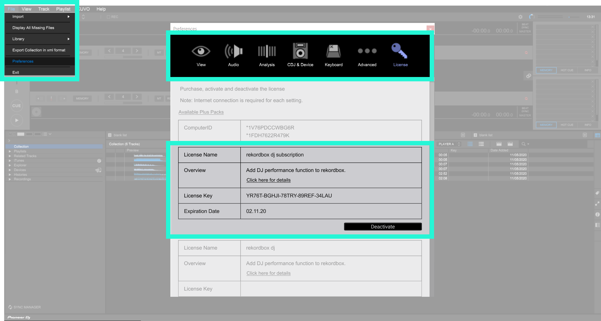 How Do I Deactivate My Rekordbox License Key On Rekordbox Ver