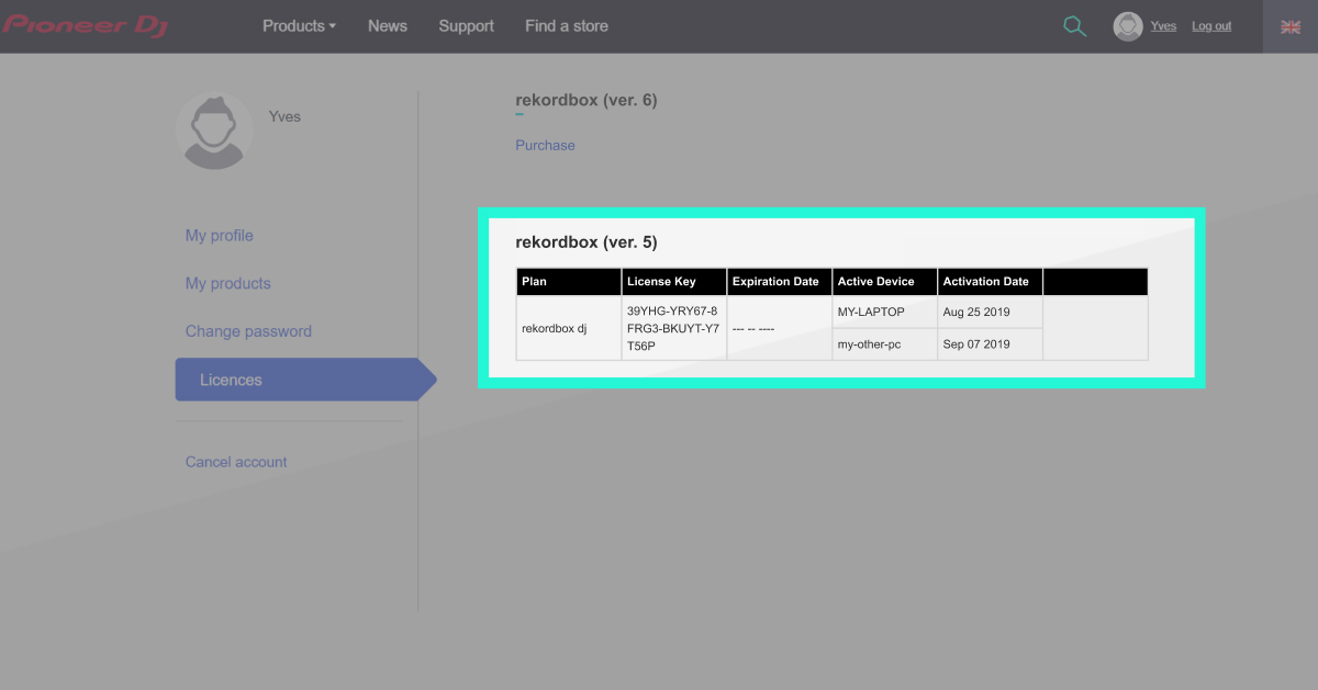 I have been unable to deactivate my rekordbox license key on